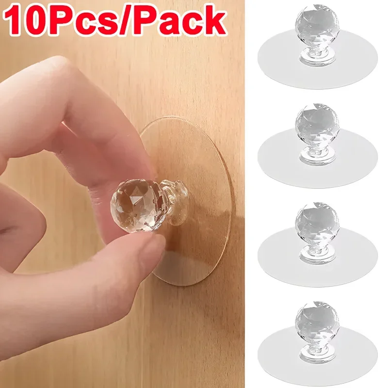 2/10Pcs Punch-free Drawer Knobs Self-Adhesive Kitchen Cabinet Handle Furniture Cupboard Dresser Window Door Push Pull Handles