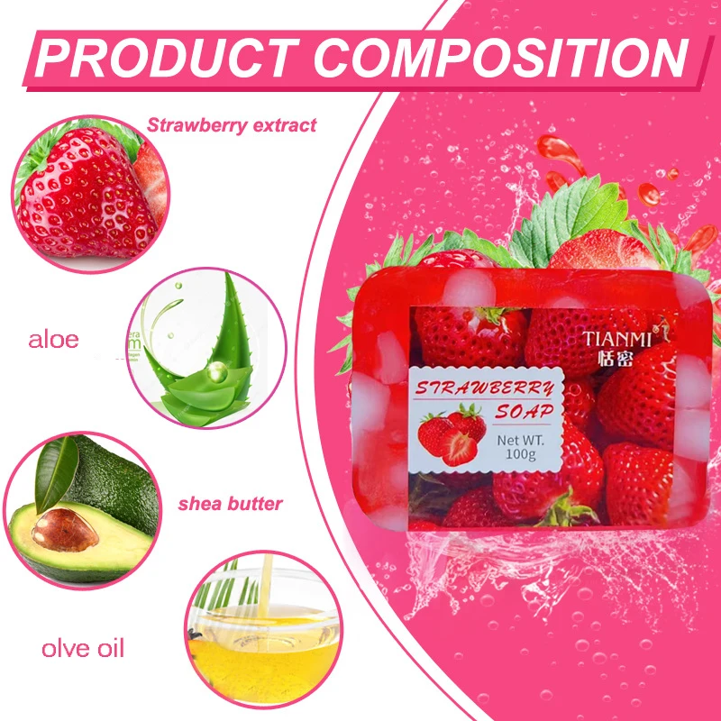Strawberry Jelly Soap, rich in strawberries and Revlon, deeply cleanses, cleanses, bathes the whole body