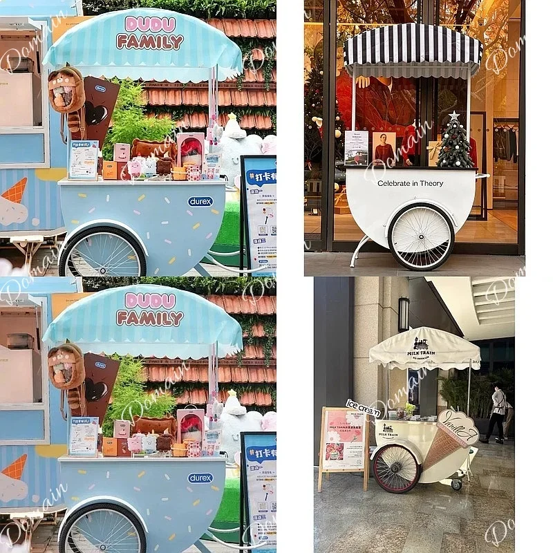 BJ Mobile Push Cart For Store Mall Commercial Event Decoration Outdoor Market Display Promotional Cart