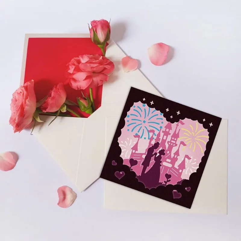 3pcs Layered Fairy Tale Castle Cutting Dies for Card Making Couple and Dragon Metal Die Cuts Cutting Dies Template DIY