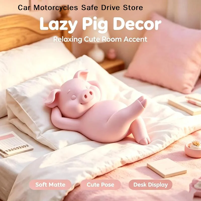 Cute Reclining Lazy Pink Pig Figurine 3D Print Mini Relax Piggy Statue Kawaii Desktop Ornament Home Bedroom BookShelf Decor Gift