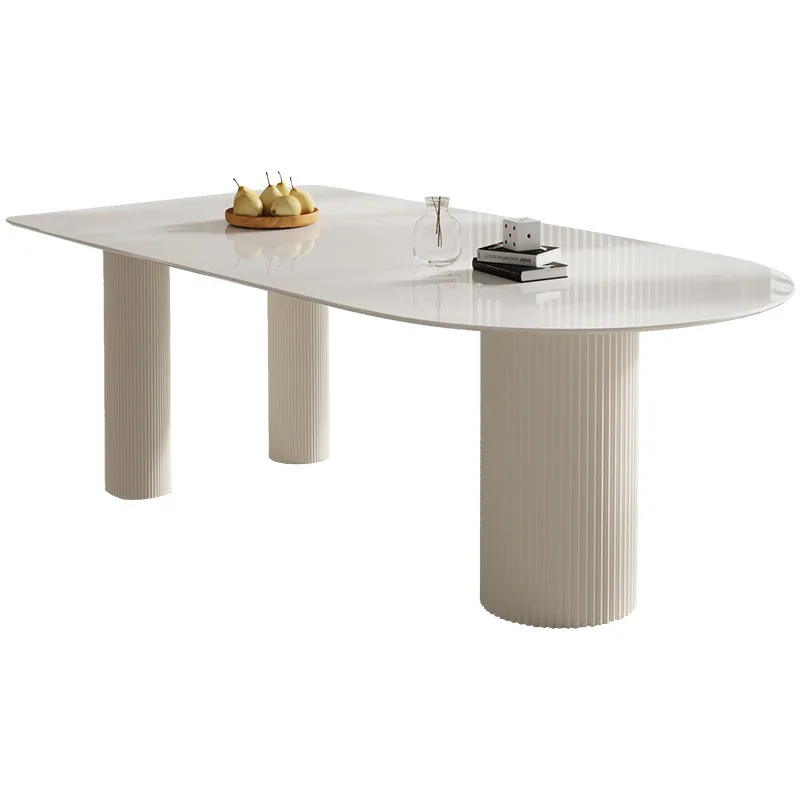 

Nordic, small apartment, restaurant, modern, simple, cream style, dining table and chairs, household, round rock slab