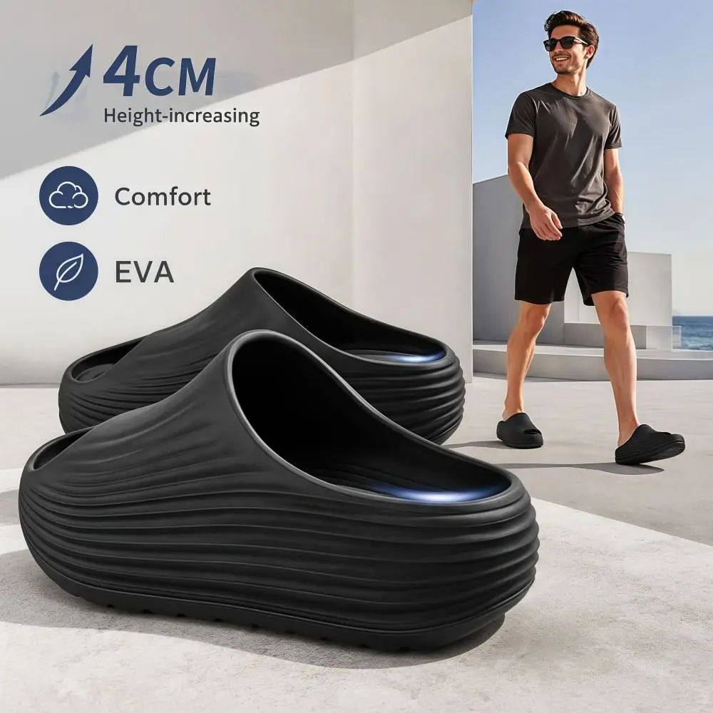 New Height-increasing Thick Heel Slippers Anti-Slip EVA Men's Slippers Anti-odor Step Sensation Cool Slippers Indoor Outdoor