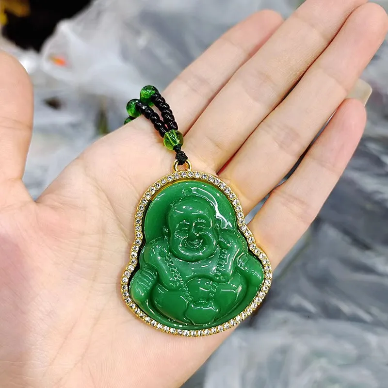 

Green Jade Guanyin Buddha Necklace Chinese White Jade Guanyin Buddha Pendant