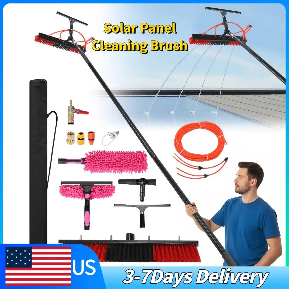 

Telescopic Solar Panel Cleaning Brush Kit with Extendable Long Handle Water Fed Pole High Reach Solar Panel Roof Car Washing Too