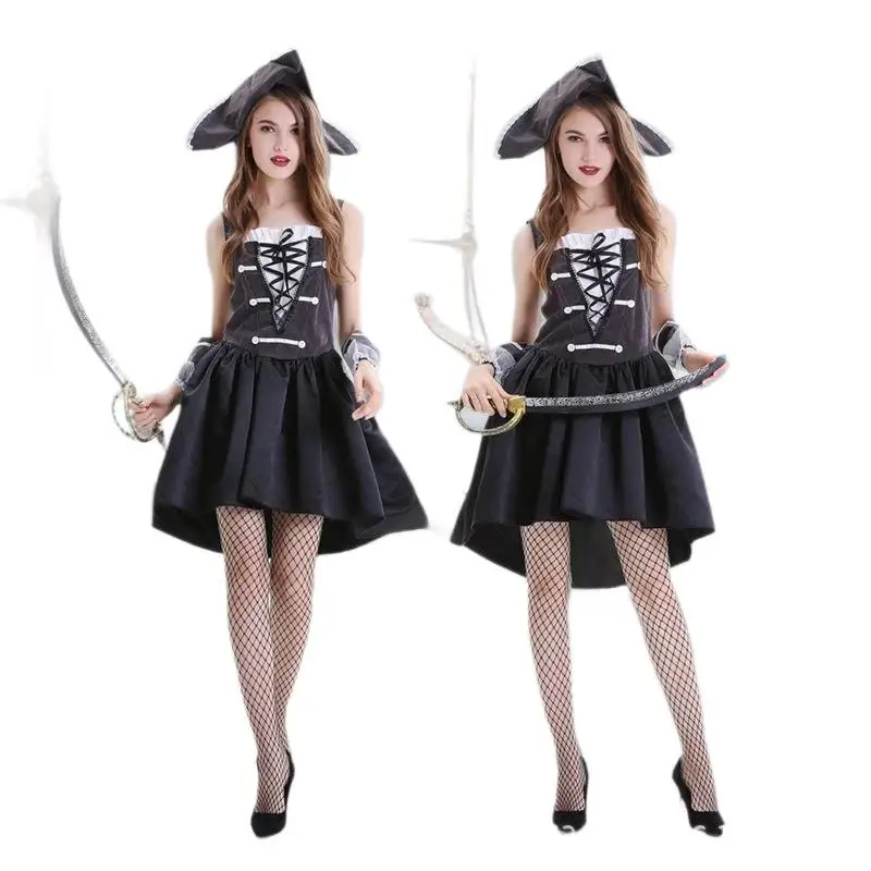 

Женский костюм пиратки на Хэллоуин, костюм капитана Карибского моря, морская одежда для выступлений, модная женская одежда