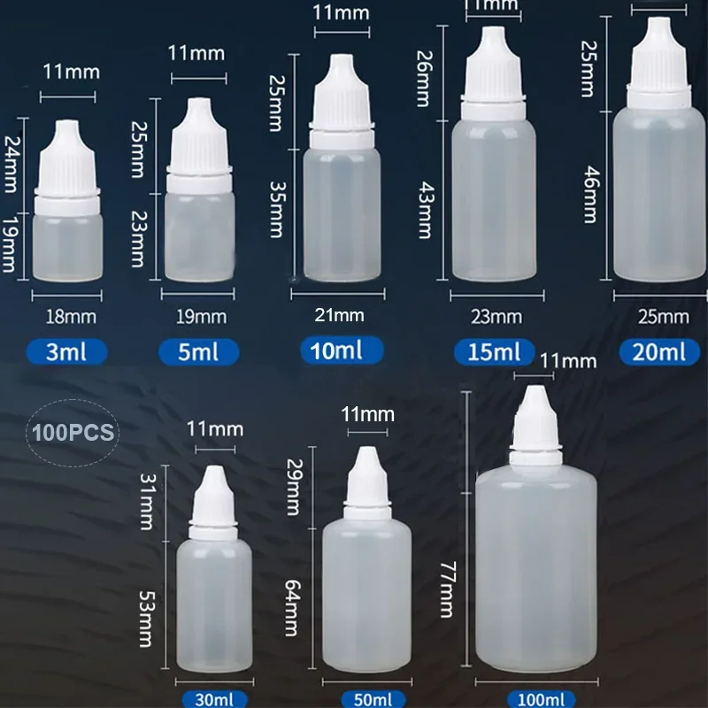 زجاجات بلاستيكية قابلة للعصر ، فارغة ، قطرات سائلة ، قابلة لإعادة الملء أثناء السفر بغطاء ملولب ضد الأطفال ، قنينة ، 5 من من من 50 إلى 50