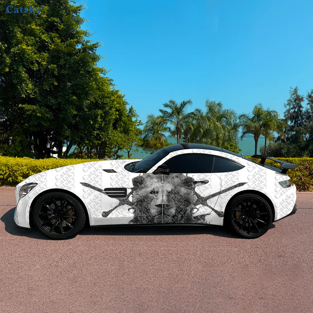 

Cross Lion Sword Dark Car Vinyl Wraps Decal Self-adhesive PVC Sticker Suitable for Trucks SUV Decoration Auto Accessories Gift