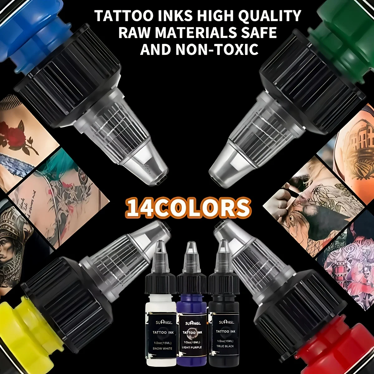 14-Farben-Tattoo-Tintenset – 0,5 Unzen professionelle Pigmente für lebendige, langlebige Körperkunst – Detail 4