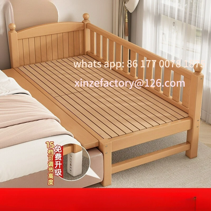 Customizable Simple Children's Splicing Bed Wide Bedside  Baby Small  Beech Crib Splicing Queen  Extra Available