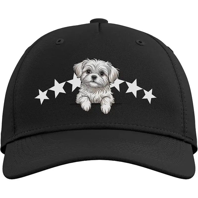 Maltese Funny Peeking Pocket Puppy Dog Lover Adjustable Baseball Hat