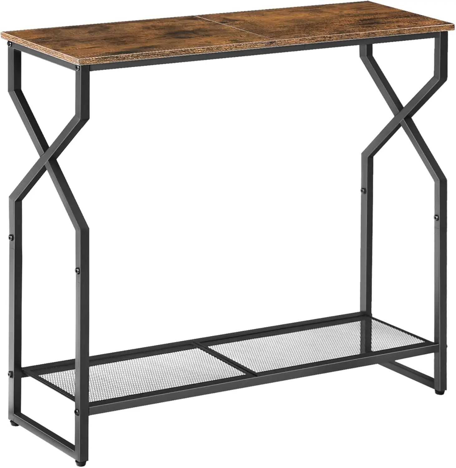 

2 Tier Console Table, Sofa Table, Narrow Entryway Table, Hallway Entrance , Hourglass-Shaped Frames, Adjustable Feet