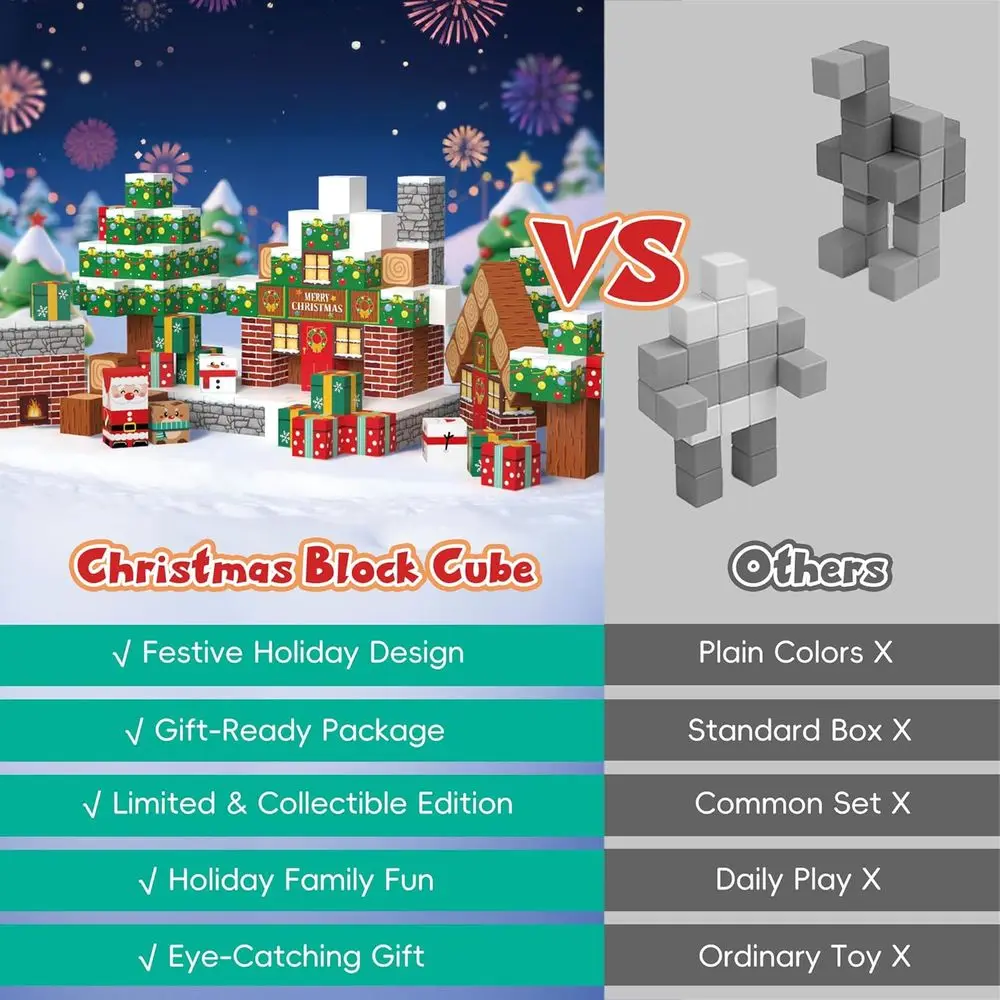 200-delige magnetische bouwstenenset, STEM- en Montessori-geïnspireerd zintuiglijk speelgoed voor kinderen, 3-10 jaar, kersteditie