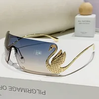 New Fashion Women Oversized Rimless Sunglasses Luxury Brand Swan Shaped Sun Glasses Trendy Large Frame Sun Glasses UV400 - Image 3