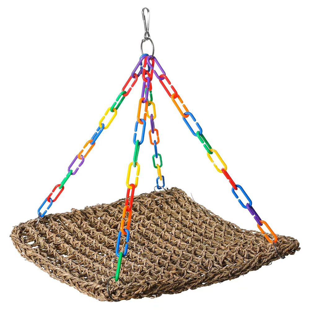 Bird Activity Birds Playtime Seagrass Woven Perch Promote Bird Activity Toy Bird Platform Hanging Bird Toy Promotes Well-being