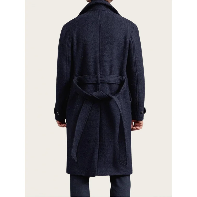 Manteau en sergé de laine mi-long pour hommes, manteau d'automne et d'hiver, taille européenne, nouveau, 2024