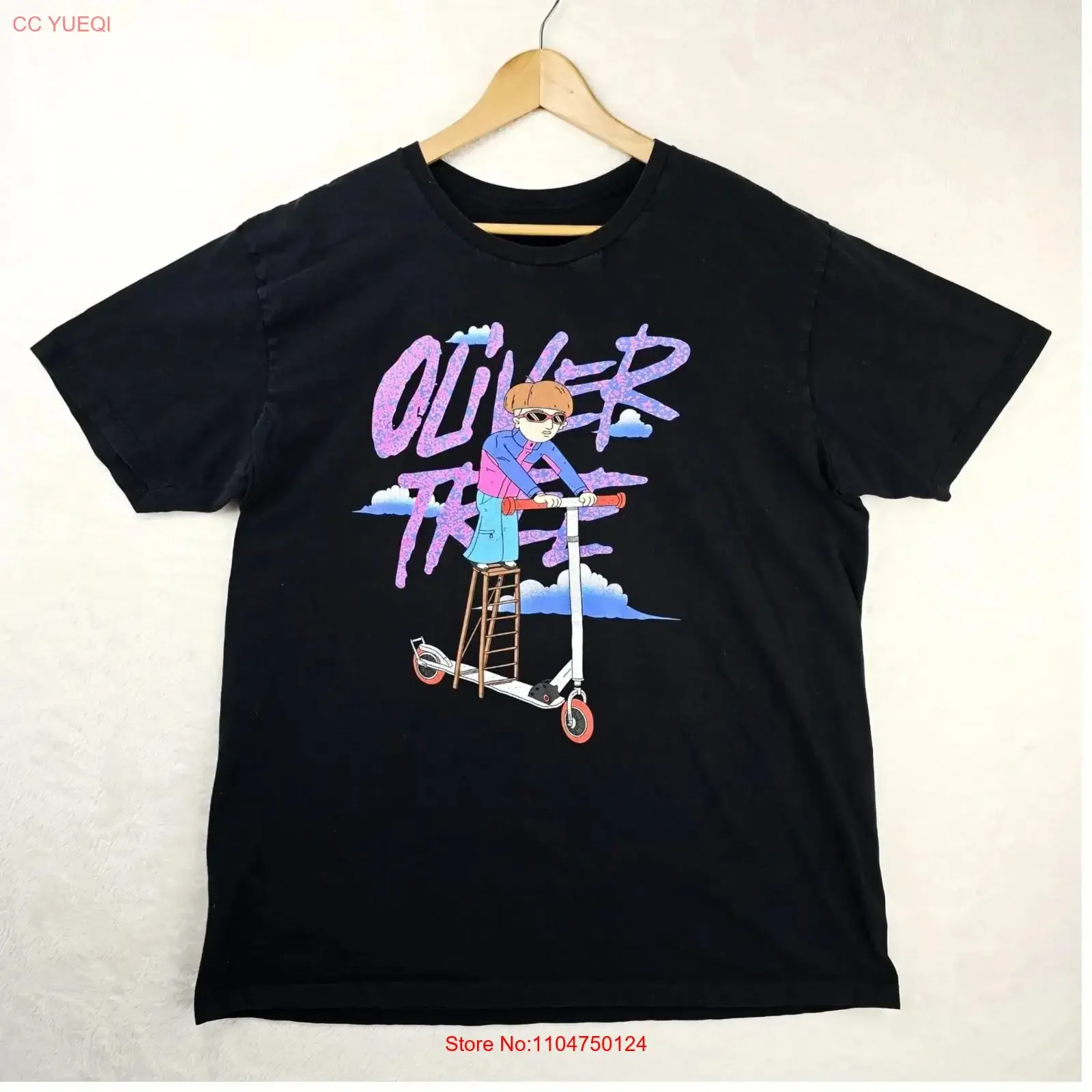 Oliver Tree T Shirt Men's Size XXL 2XL Black Cartoon Scooter Hip Hop Band vintage Washed Casual Breathable homme