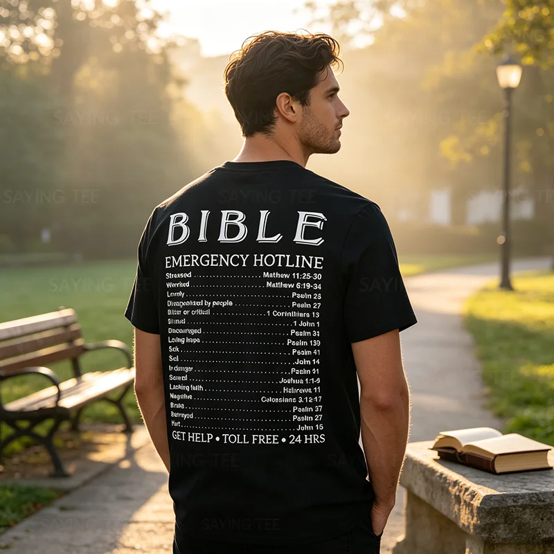 Gott antwortet auf die Notrufnummern der Bibel Lustiges Hotline-Christen-T-Shirt Y2k Jesus Glaube Bibel Notfall Religiöses Grafik-T-Shirt – Detail 5