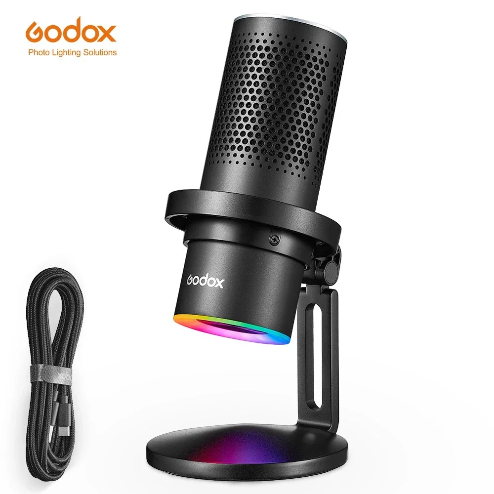 Godox-micrófono condensador EM68X RGB, microfono omnidireccional cardioide e-sports controlado por Godox Mic App