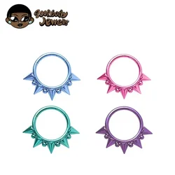G23 Titanium Nose Piercing Anodized Gothic 14G 16G Pointed Cone Ring Cartilage Tragus Ice Blue Clicker Septum Punk Body Jewelry