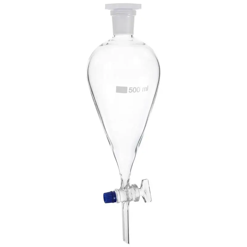 Separatory Funnels 500ml Pear Shaped Glass Separating Funnel for for Laboratory School Experiment Use Teaching Acids