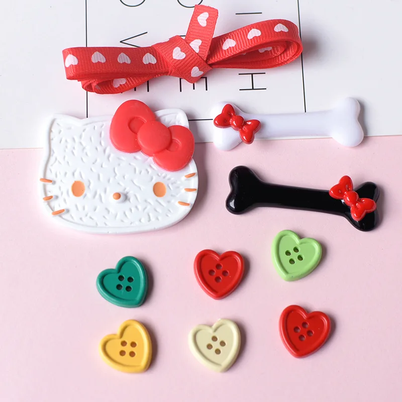 2/5pcs cute hello kitty cartoon resin flatback diy kawaii resin accessories crafts materials scrapbooking embellishment