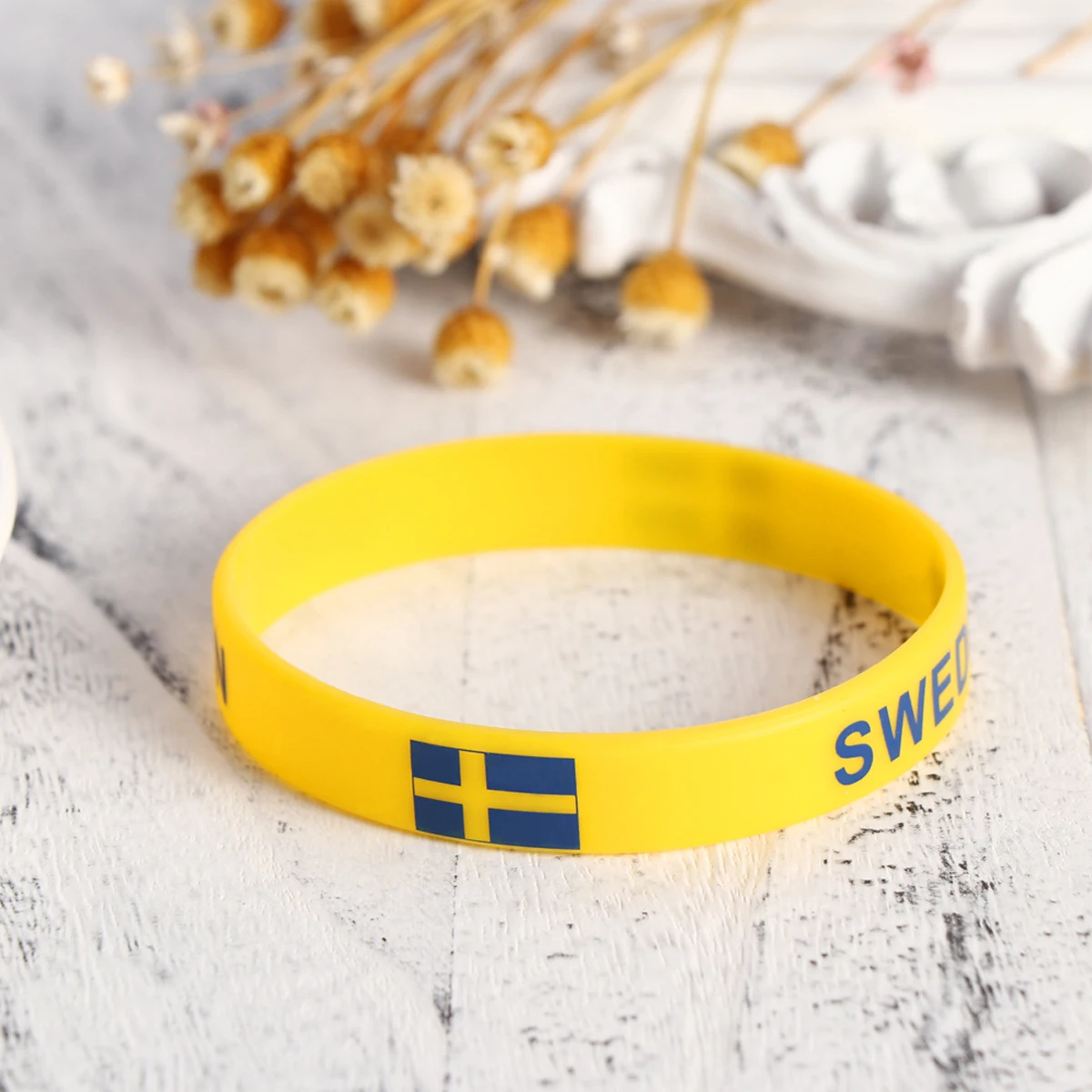

6 pcs Silicone Wristbands Durable Comfort Fit For Football Games International Support Sweden Flag Country Bracelet