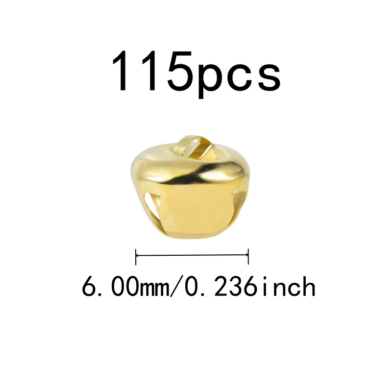 115 pcs 6mm Metal Craft Bells, Metal Alloy Material for Pet Collar Charm, Cross Shape Design great for Wedding Decoration, Gold