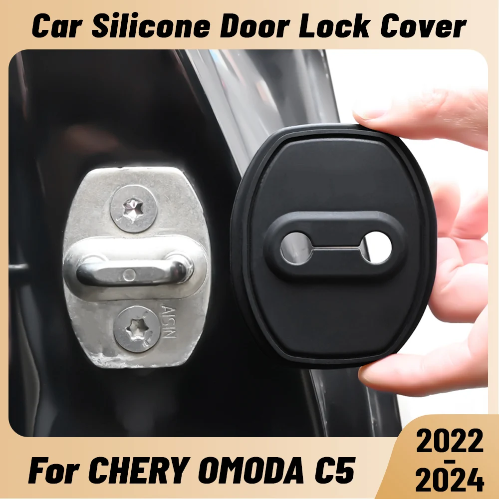 For CHERY OMODA C5 2022-2024 Car Door Shock Absorber Door Lock Protector Silicone Auto Door Lock Latches Cover Accessories