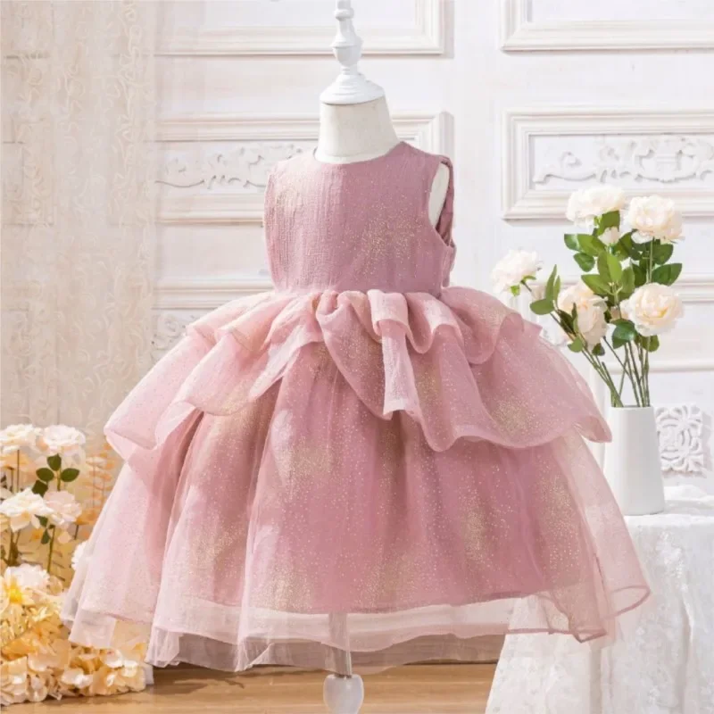 

Fashion Baby Girl Princess Sparkle Layered Tutu Dress Sleeveless Toddler Child Vestido Party Pageant Birthday Baby Clothes 2-10Y