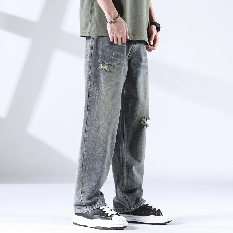 

2025 Spring/Summer New Men's Elastic Jeans Loose Straight fit Soft, Comfortable, Breathable Loose Casual Straight fit Denim Pant