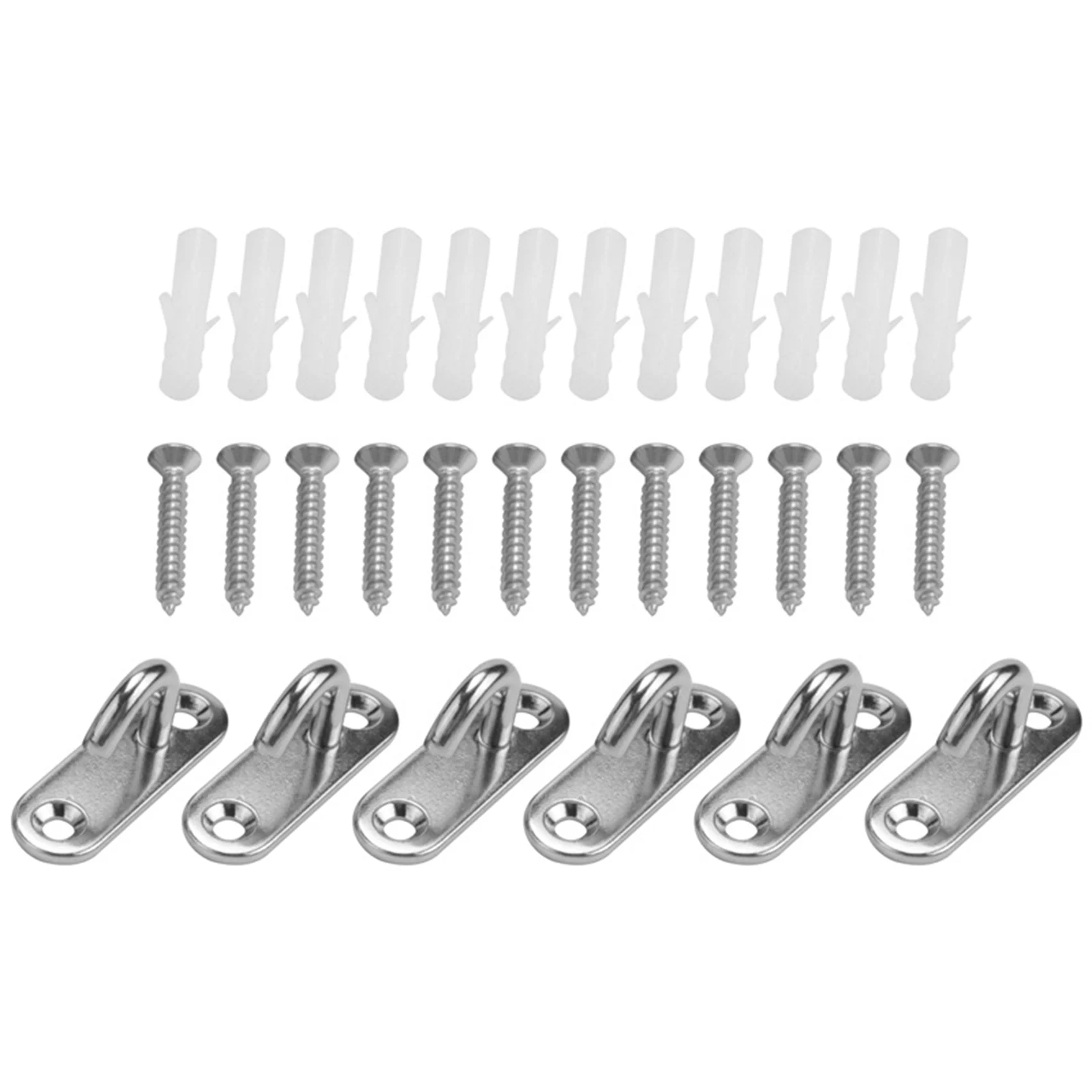 Unique! 6 Pack Stainless Steel Ceiling Hooks M5 Oval Open Hooks Pad Eye Plate Anchor Screw Wall Mount Hook for Plant Basket