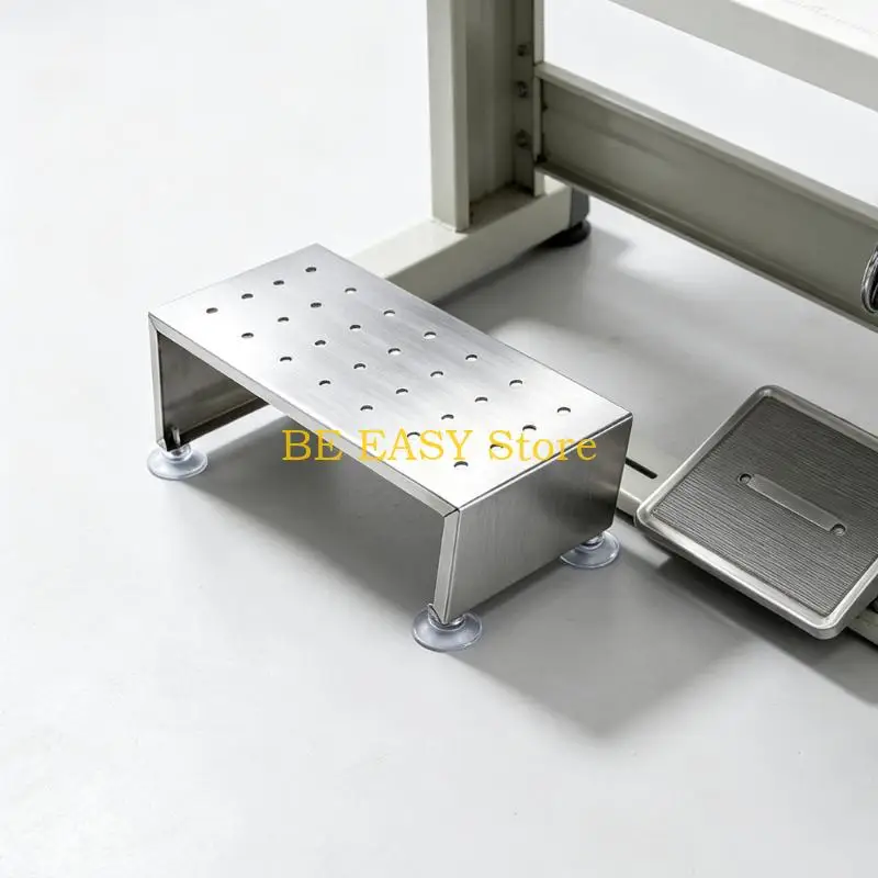 E28F Perforated Metal Sewing Footrest with Sloped Platform, Ready-to-Place Foot Support for Sewing Machines, Craft Tables, and