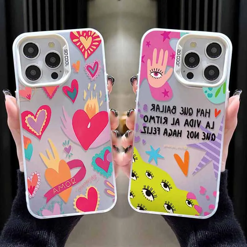 Colorful Lucky Eye Love Heart Phone Case for iPhone 16 15 14 13 12 11 Pro Max XS X XR 8 7 Plus SE 2020 Shockproof Back Cover