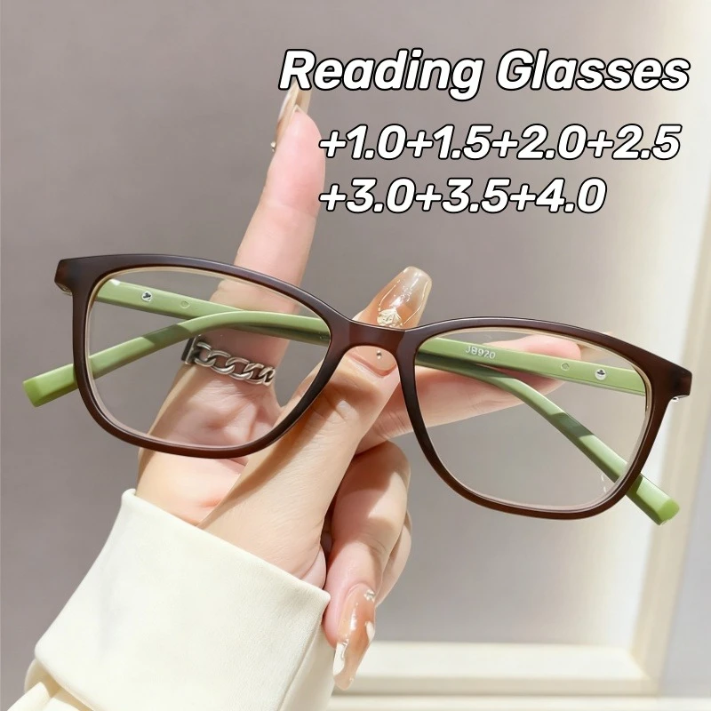 

Модные очки для чтения в квадратной оправе с блокировкой синего света, унисекс, против усталости, ультралегкие очки для пресбиопии, диоптрии до +4,0