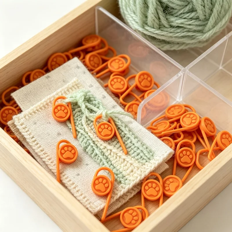 30Pcs Cute Paw Print Woven Bookmark Open-End Marker Ring for Hand Crochet Anti-Snag Yarn Marker DIY Knitting Accessorie