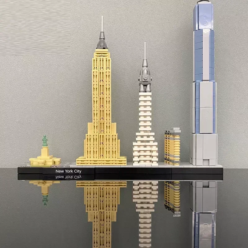 Nova york cidade 21028 arquitetura skyline blocos de construção torre edifício tijolos cidade vista rua montar brinquedos para crianças presentes