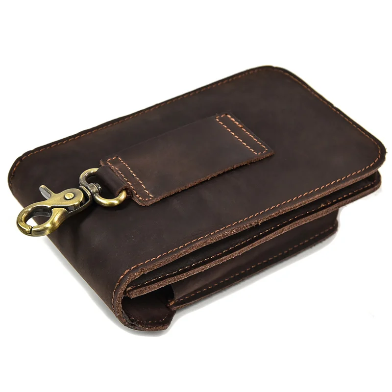 Leather Waist Bag Small Summer Pouch Hook Design Waist Pack Bag Cigarette Case 6" Phone Pouch Waist Belt Bag