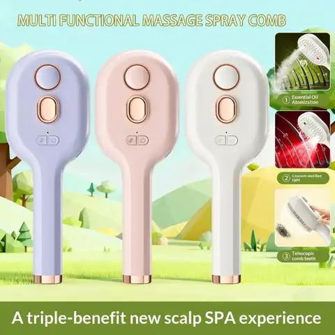 Electric Steam Spray Hair Brush USB-C Rechargeable Wet Hair Straightener Comb, Smooth Styling Anti-Frizz Tool