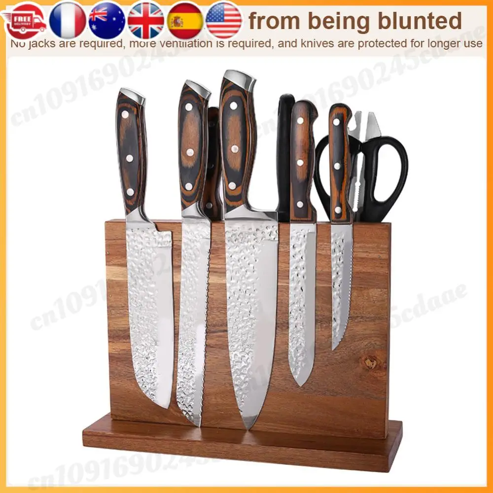 

Magnetic Knife Block Double-Sided Wooden Universal Knife Holder Knife Set Holder Stand with Strong Enhanced Magnets for Counter