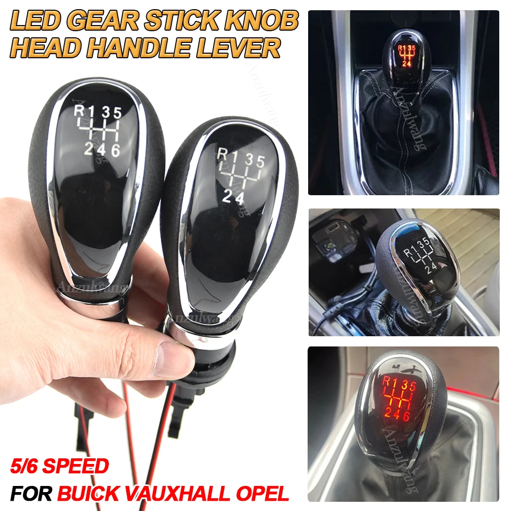 For Vauxhall Buick Opel Astra Insignia 2009-2013 LED Car Gear Stick Knob Manual 5 6 Speed Head Handle Lever Replacement