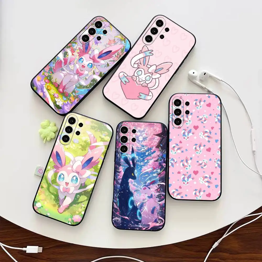 Lovely For P-Pokemon E-Eevee  Phone Case For Samsung S25,S24,S21,S22,S23,S30,Ultra,S20,Plus,Fe,Note,10,9,5G Black Cover