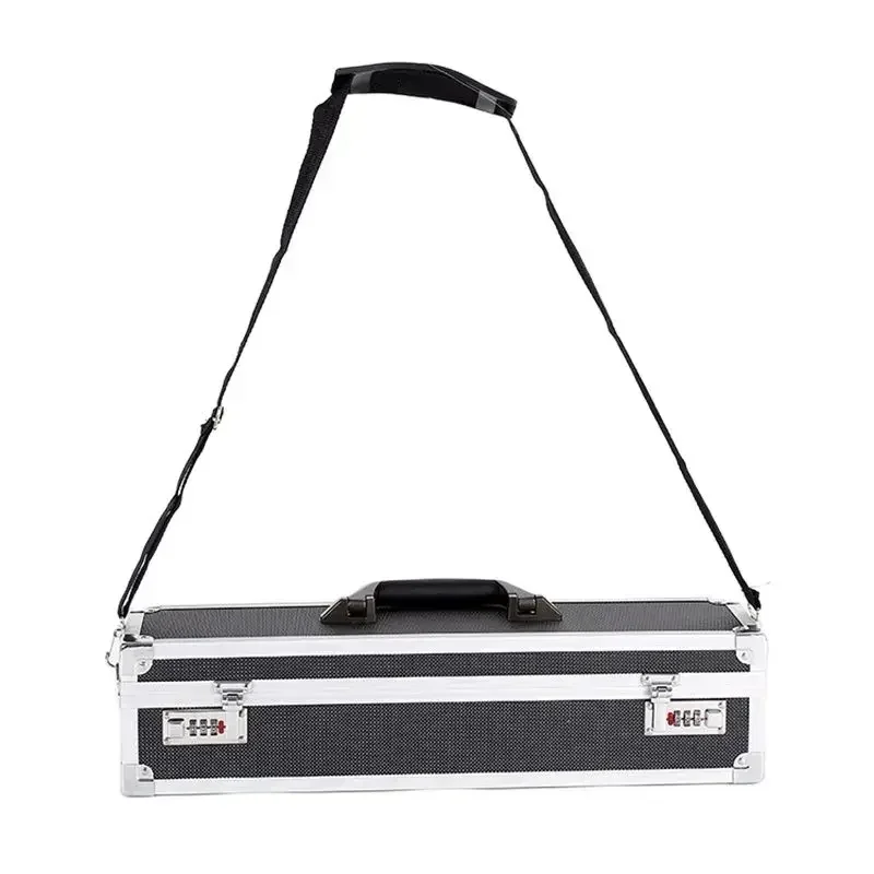 Aluminum Tool Case - Foam Insert, Storage Case Organizer with Shoulder Strap for Knives, 50cm Length X 12cm Width X 12cm Height