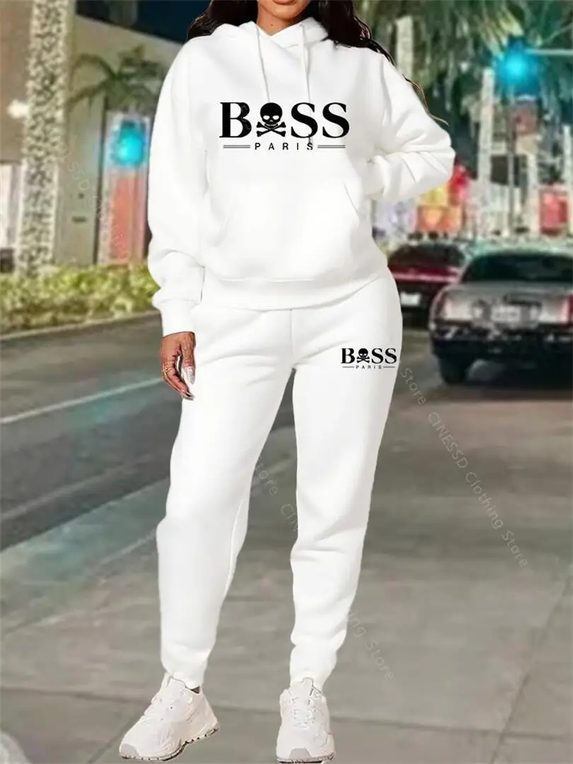 Women's Tracksuit Hoodies and Pants Outfits Suit Autumn Winter Aesthetic Designer Luxury Sportswear Clothing Women's Pants Sets