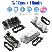 Mini teclado mecánico Macro de 3/6 teclas, 1 perilla, USB RGB, perilla de programación personalizada para juegos, interruptor personalizado portátil para Photoshop