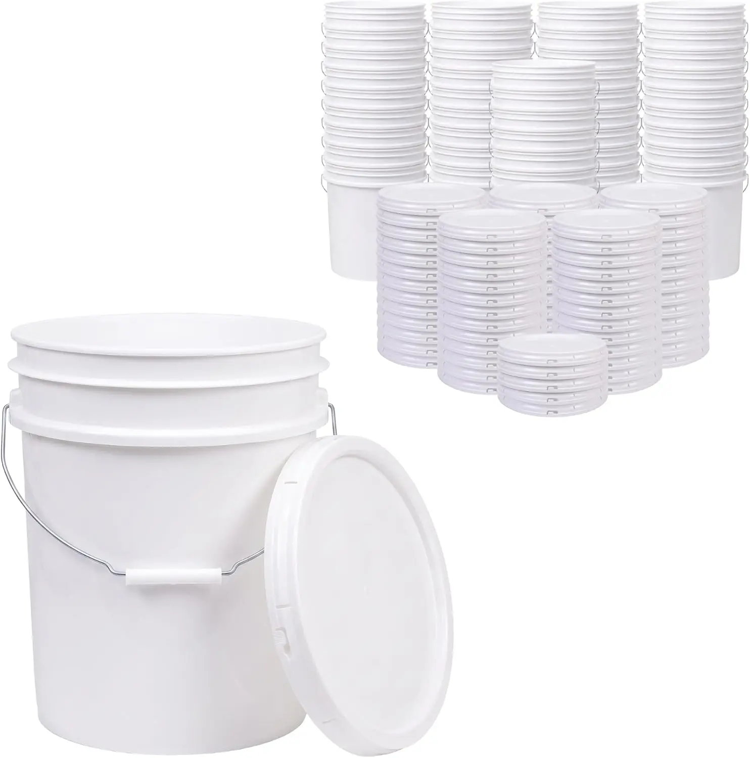 5 Gallon Bucket - Food Grade w/Lid BPA-Free,45 Pack - White