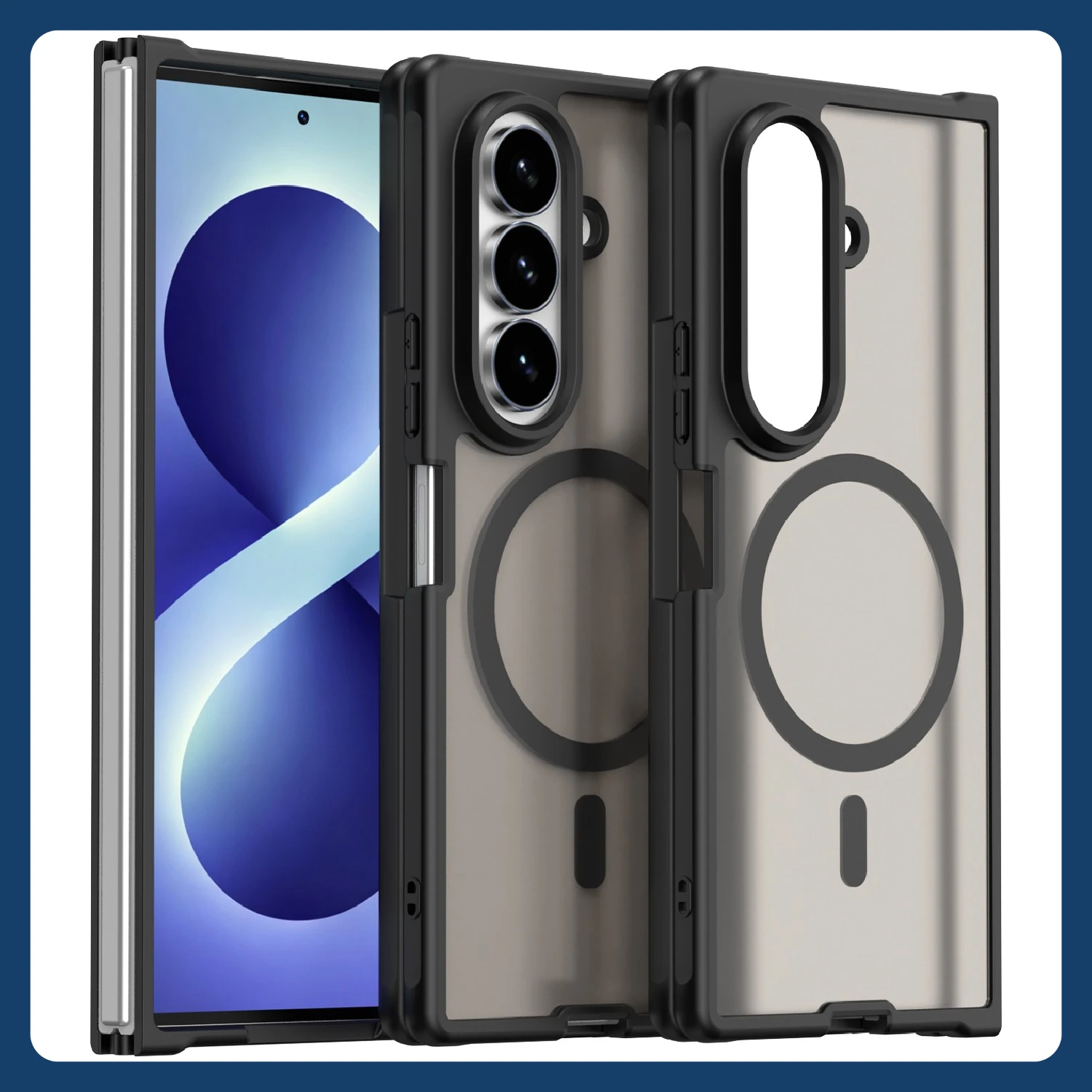 Case For Samsung Galaxy Z Fold 8 Ultra Magnetic Translucent Frosted Matte Hard PC+TPU Skin-Friendly Waterproof Protective Cover