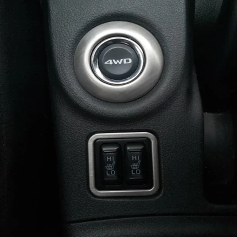 Stainless Steel For Mitsubishi Outlander 2013 2014 2015 Car 4WD Button Seat Heating cover Decoration cover car Accessories