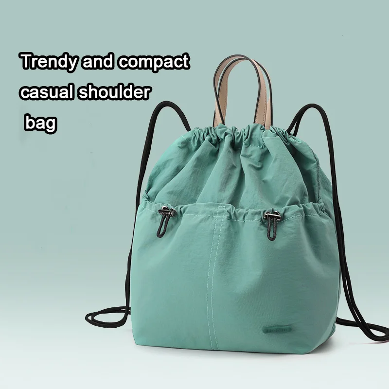 

New Japanese And Korean Drawstring Women's Backpack Trendy And Versatile, Lightweight And Compact Nylon Handbag For Women