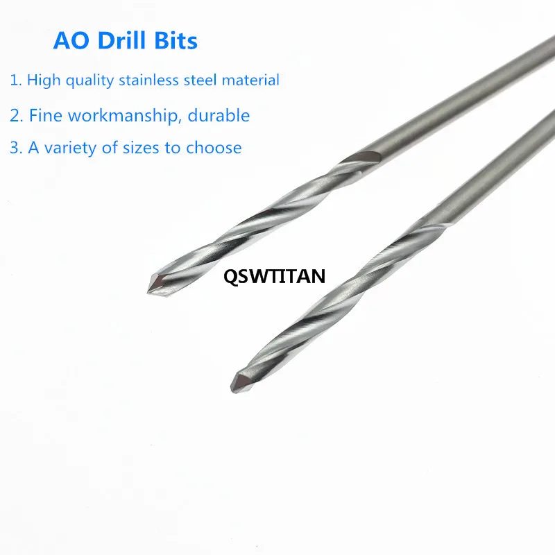 10PCS/set  AO Orthopedic Bone Drill Bit  Quick Coupling handle Veterinary Orthopedic Surgical Instruments Training tools